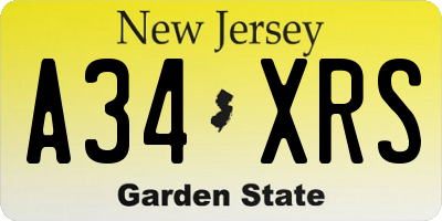 NJ license plate A34XRS