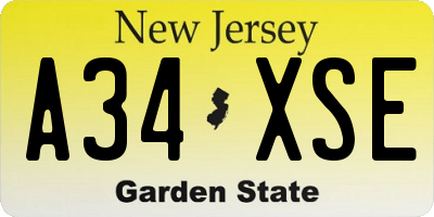 NJ license plate A34XSE