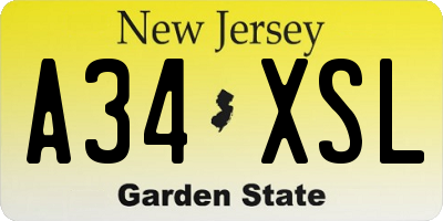 NJ license plate A34XSL
