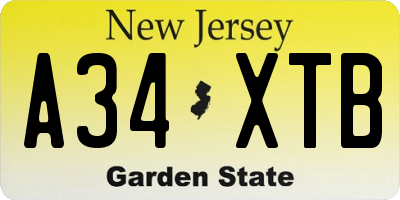 NJ license plate A34XTB