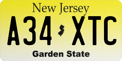 NJ license plate A34XTC