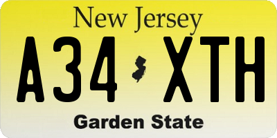 NJ license plate A34XTH