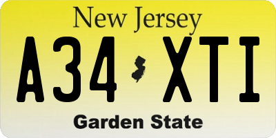 NJ license plate A34XTI