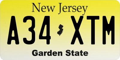 NJ license plate A34XTM