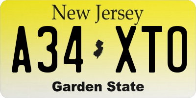 NJ license plate A34XTO