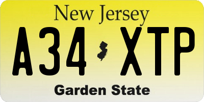 NJ license plate A34XTP