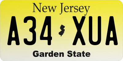 NJ license plate A34XUA