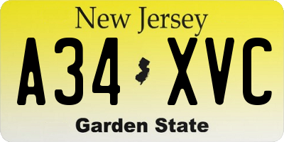 NJ license plate A34XVC
