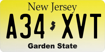 NJ license plate A34XVT