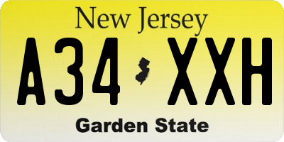 NJ license plate A34XXH
