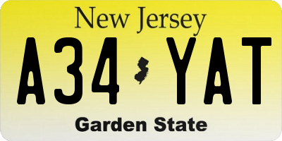 NJ license plate A34YAT