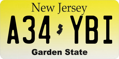 NJ license plate A34YBI