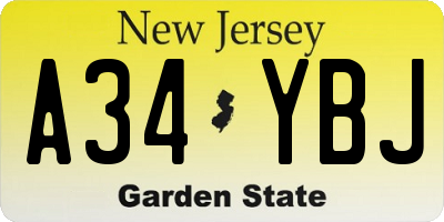 NJ license plate A34YBJ