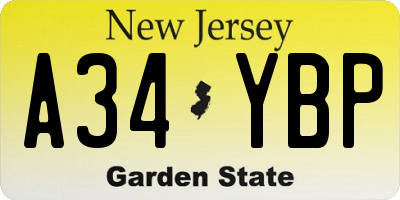 NJ license plate A34YBP