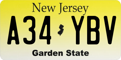 NJ license plate A34YBV