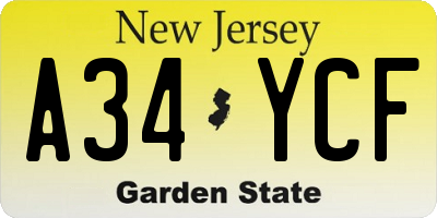 NJ license plate A34YCF