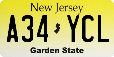 NJ license plate A34YCL
