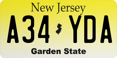 NJ license plate A34YDA