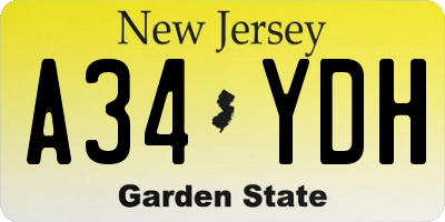 NJ license plate A34YDH