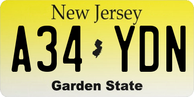 NJ license plate A34YDN