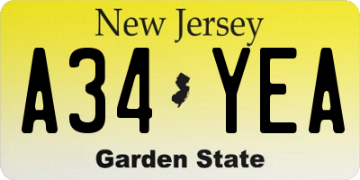 NJ license plate A34YEA