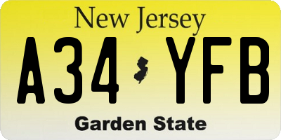 NJ license plate A34YFB