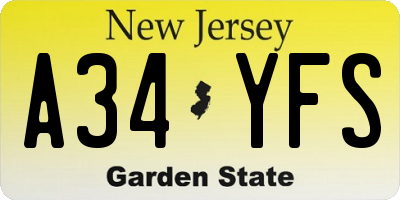NJ license plate A34YFS