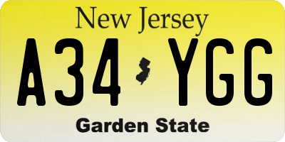 NJ license plate A34YGG
