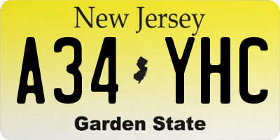 NJ license plate A34YHC