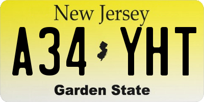 NJ license plate A34YHT