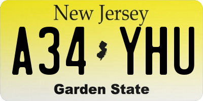 NJ license plate A34YHU