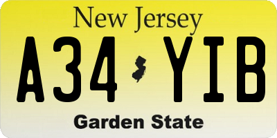 NJ license plate A34YIB