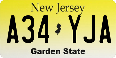 NJ license plate A34YJA
