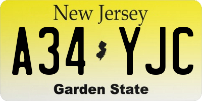 NJ license plate A34YJC