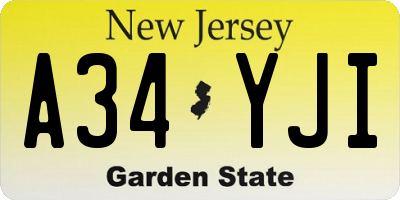 NJ license plate A34YJI