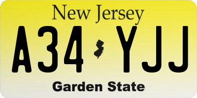 NJ license plate A34YJJ