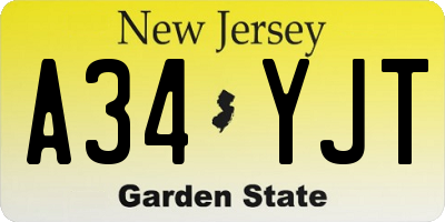 NJ license plate A34YJT