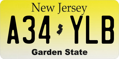 NJ license plate A34YLB