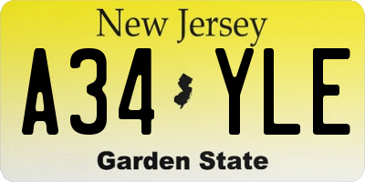 NJ license plate A34YLE