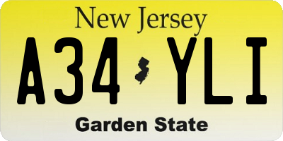 NJ license plate A34YLI
