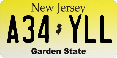 NJ license plate A34YLL