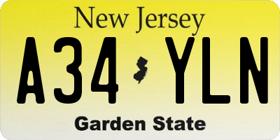 NJ license plate A34YLN