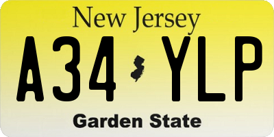 NJ license plate A34YLP