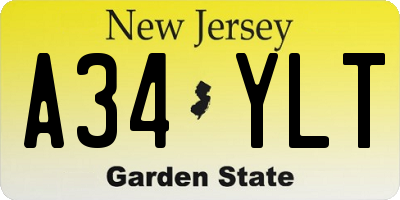 NJ license plate A34YLT
