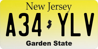 NJ license plate A34YLV