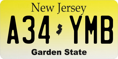 NJ license plate A34YMB