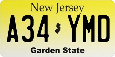 NJ license plate A34YMD