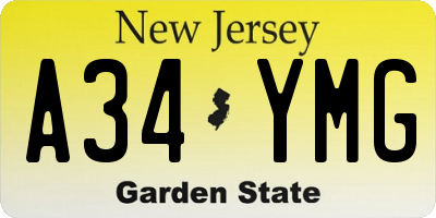 NJ license plate A34YMG