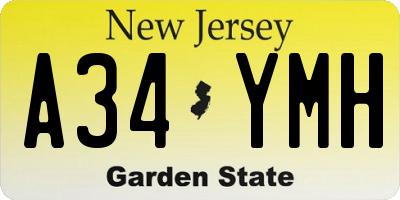 NJ license plate A34YMH