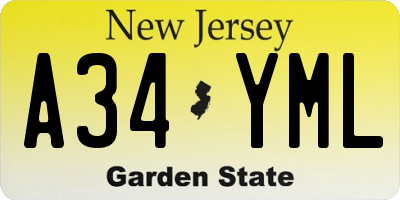 NJ license plate A34YML